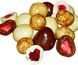 Erdbeere trifft Himbeere - köstliche Früchte in Schokolade